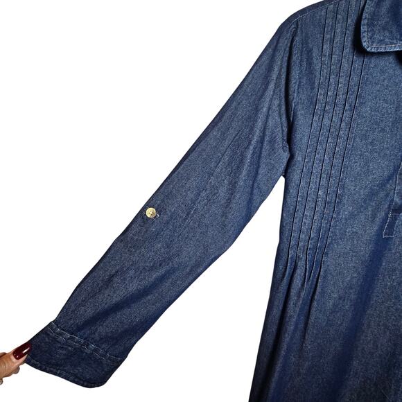 BFA Classics Vintage Denim Dress Chambray
Roll Tab Sleeves Women's Size 10 Blue - Picture 3 of 7